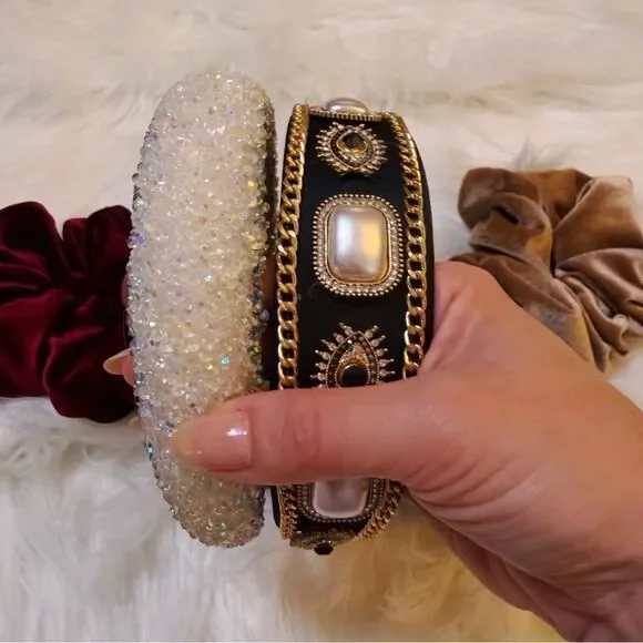 ʜᴀɪʀ ᴀᴄᴄᴇꜱꜱᴏʀʏ ʙᴜɴᴅʟᴇ ᴡɪᴛʜ ᴠᴇʟᴠᴇᴛ ꜱᴄʀᴜɴᴄʜɪᴇꜱ ᴀɴᴅ ʙᴇᴀᴅᴇᴅ ʜᴇᴀᴅʙᴀɴᴅ ꜱᴇᴛ - Picture 6 of 12